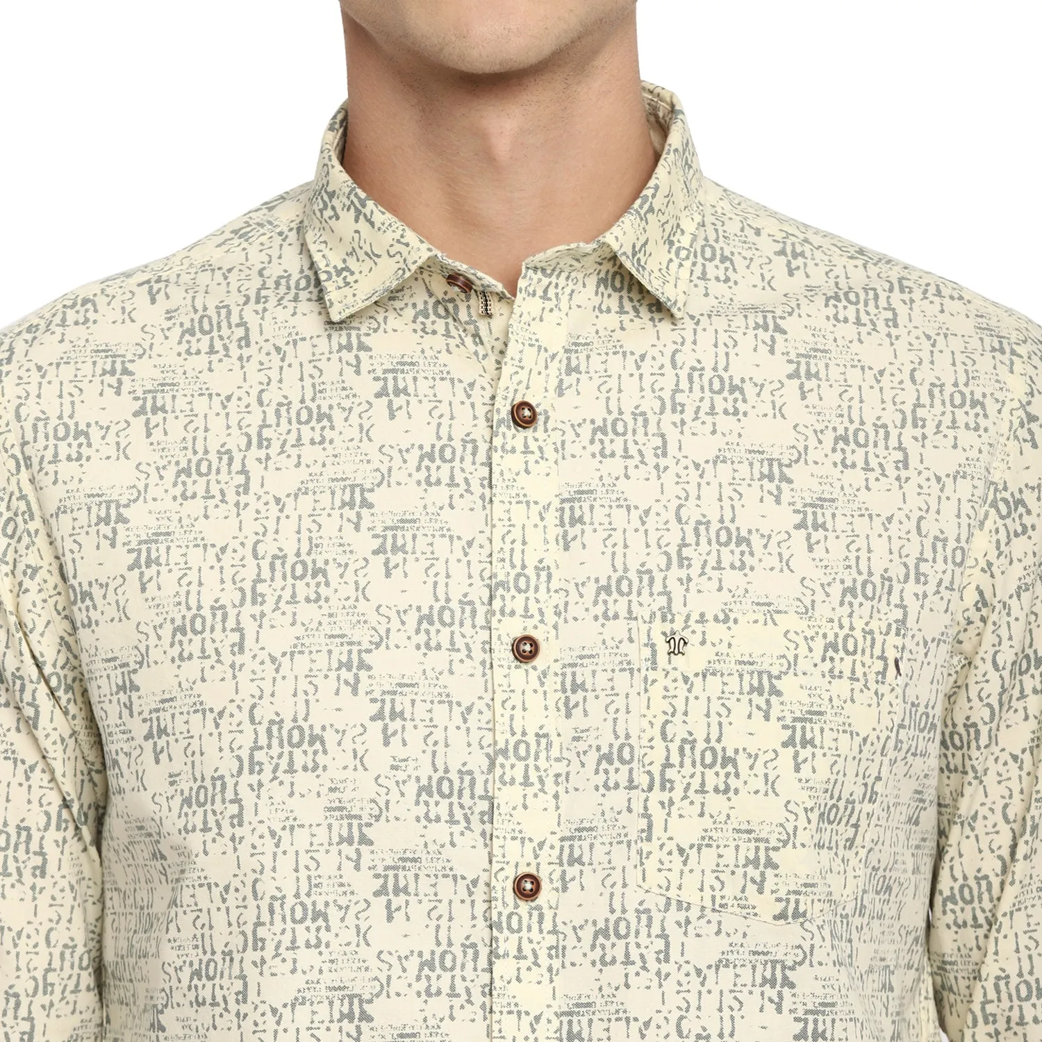 Turtle Men Sky Blue Cotton Printed Slim Fit Shirts