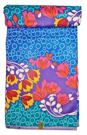 Vibrant Blue and Purple Floral Bubble Print - CA377