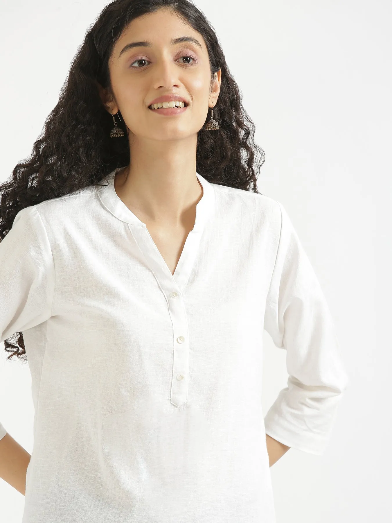 White Airy Linen Short Kurta