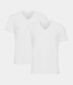 White slim fit v-neck bamboo T-shirts - 2 pack