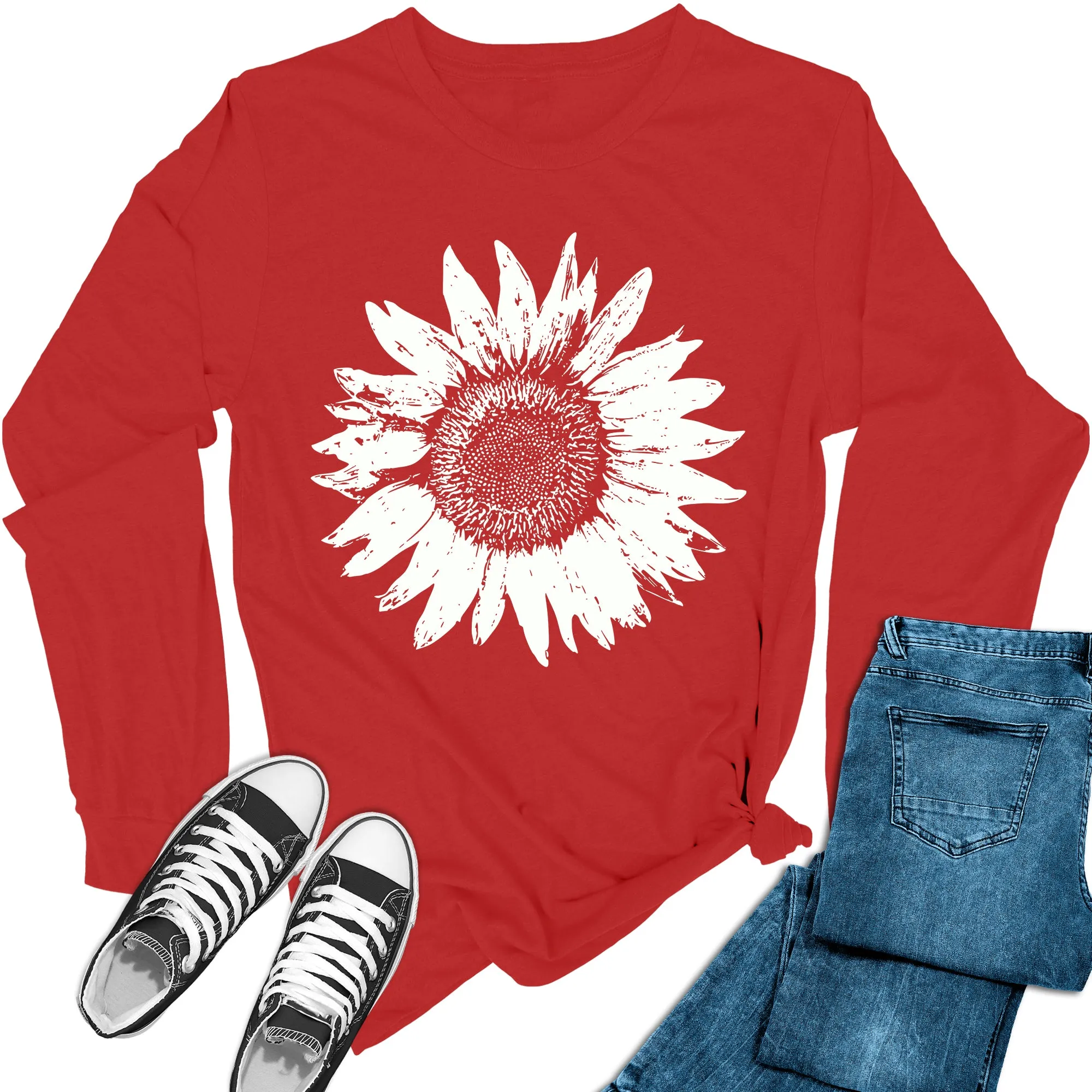 Women's Sunflower Long Sleeve Graphic Tees