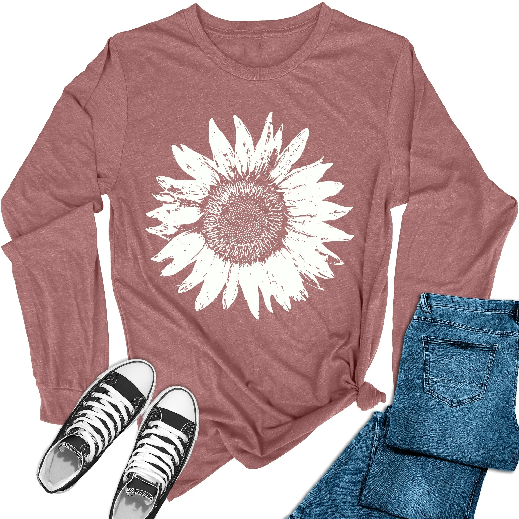 Women's Sunflower Long Sleeve Graphic Tees