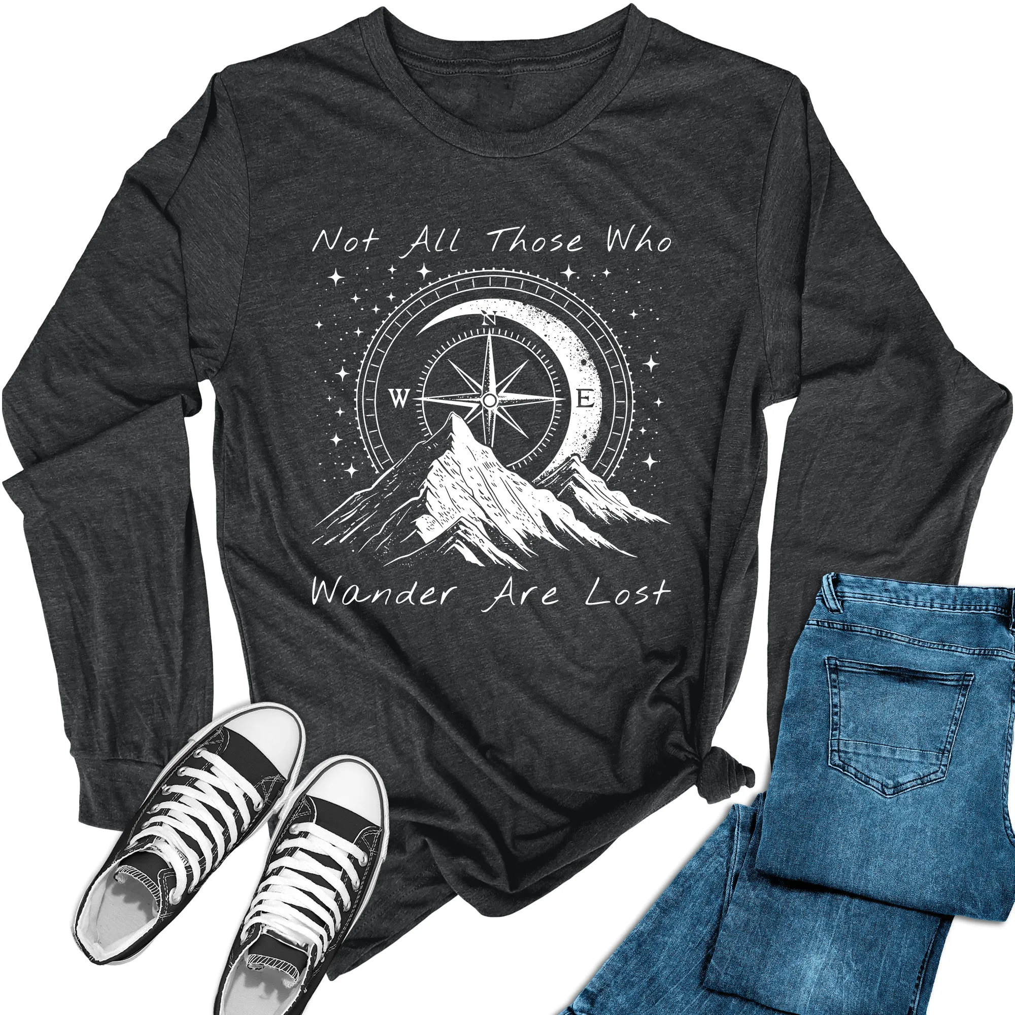 Women's Wander Compass Mountain Hiking Long Sleeve Graphic Tees