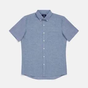 Wool Linen Short Sleeve Button-Down Shirt