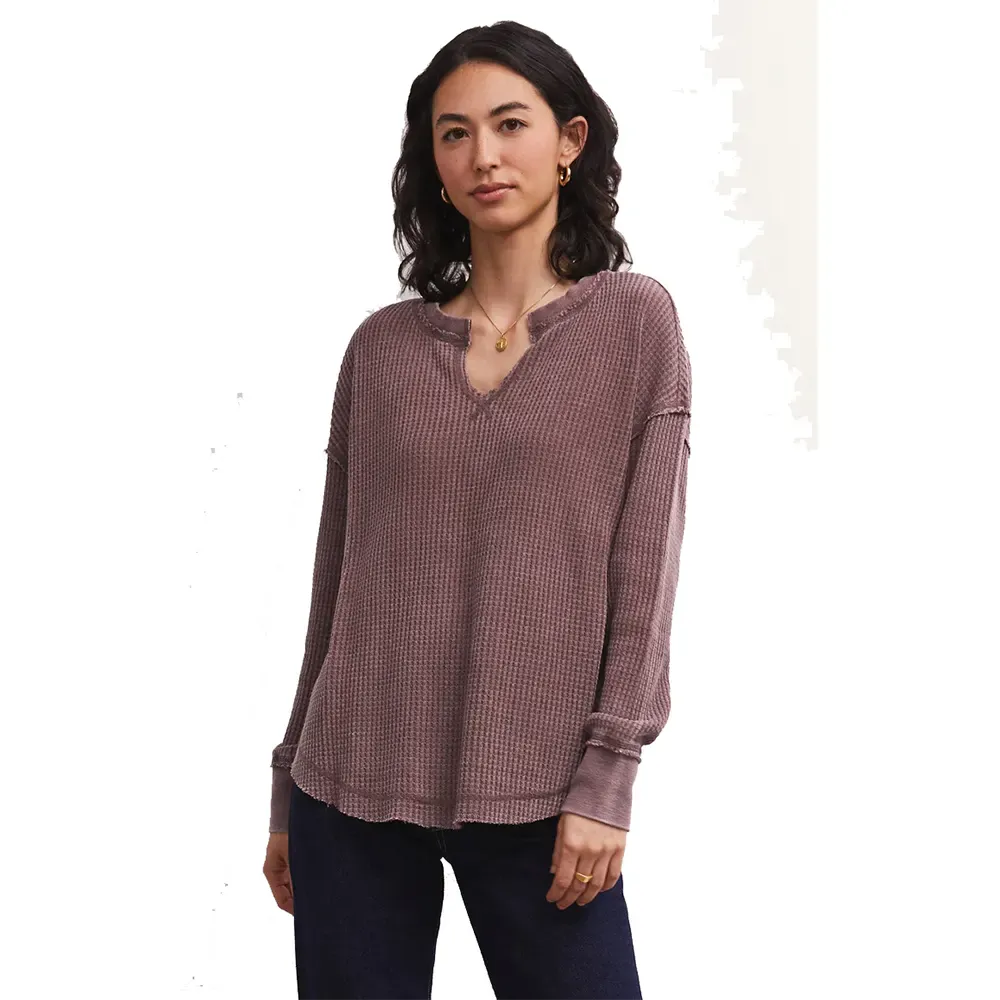 Z Supply Women's Driftwood thermal Long Sleeve Top